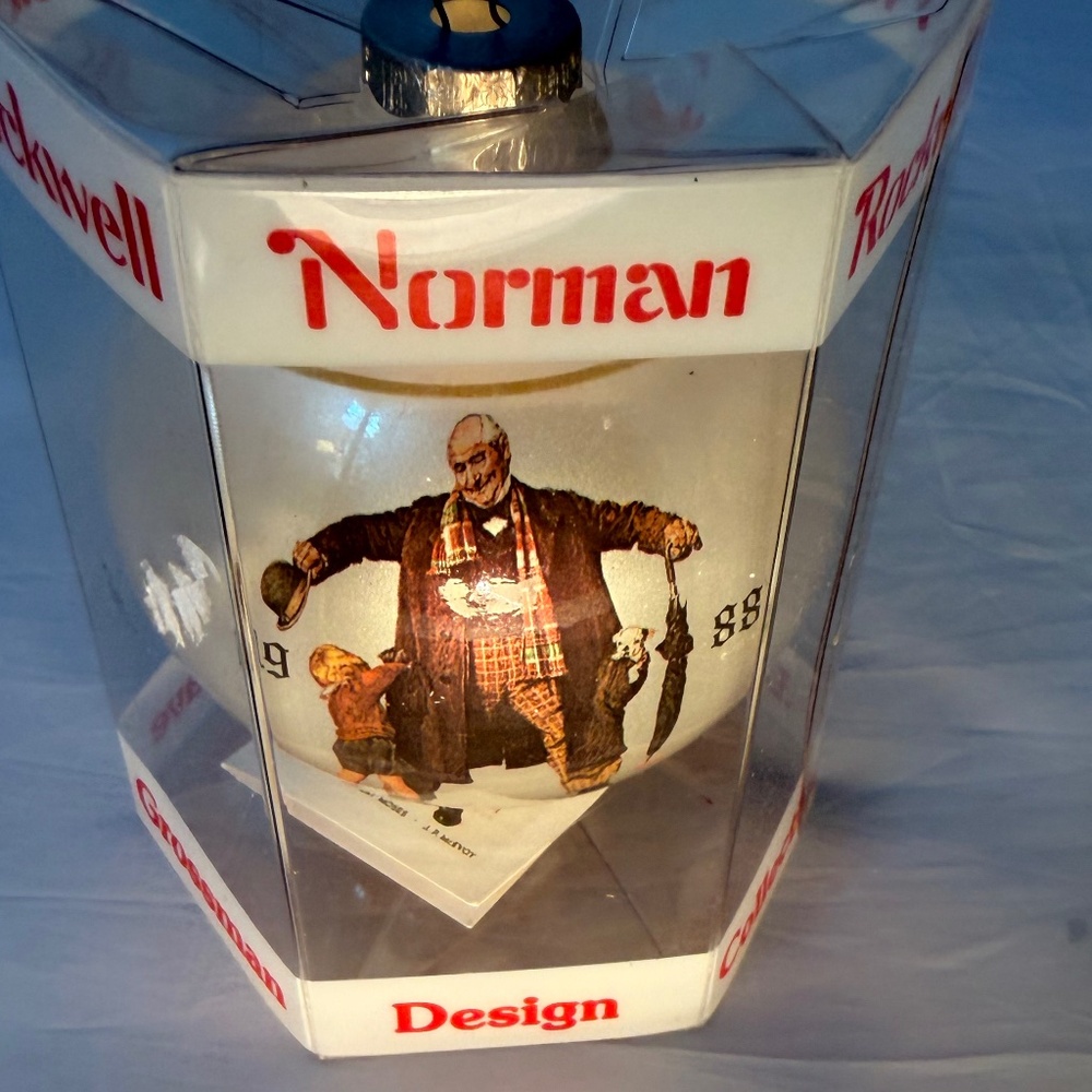 Vintage 1988 Norman Rockwell Glass Christmas Ornament Dave Grossman Edition